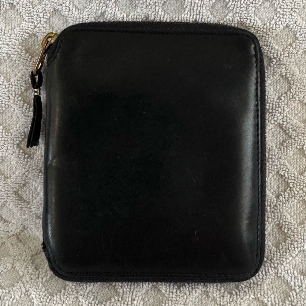 COMME des GARCONS CDG Black Leather Full Zip Around Wallet Made in Spain Unisex
